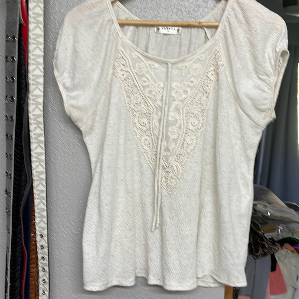 Bohemian light beige short sleeve top small